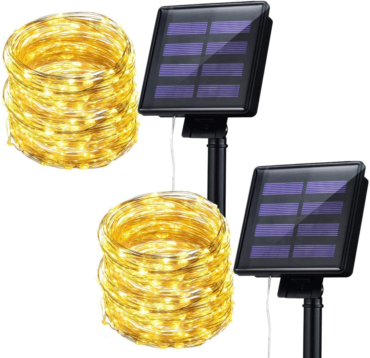 Solar String Lights Waterproof LED Indoor/Outdoor Hanging Umbrella Lights with 25 Bulbs - 27 Ft Patio Lights for Deckyard Tents Market Cafe Gazebo Porch Party Decor (200 LED)