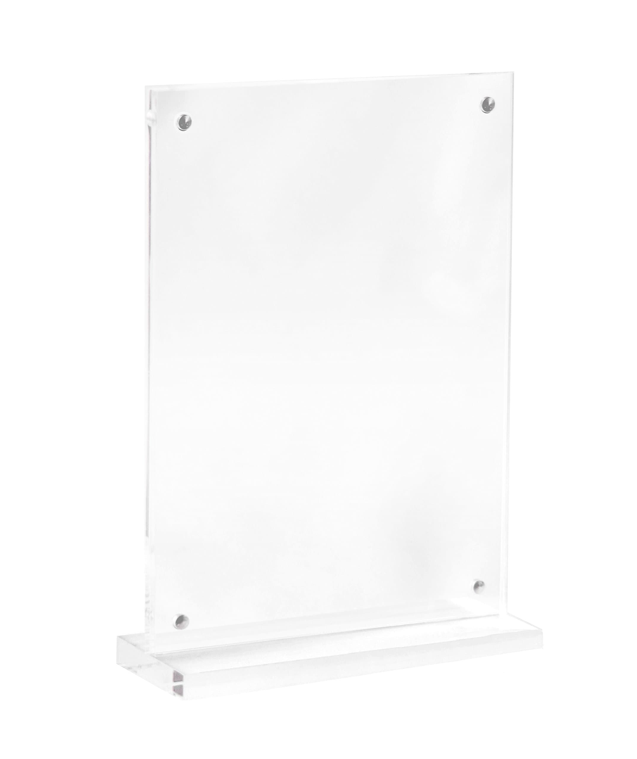 4x6 Magnetic Portrait T Shaped Acrylic Double Sided Desktop Photo Frame/Menu Holder/Sign Display