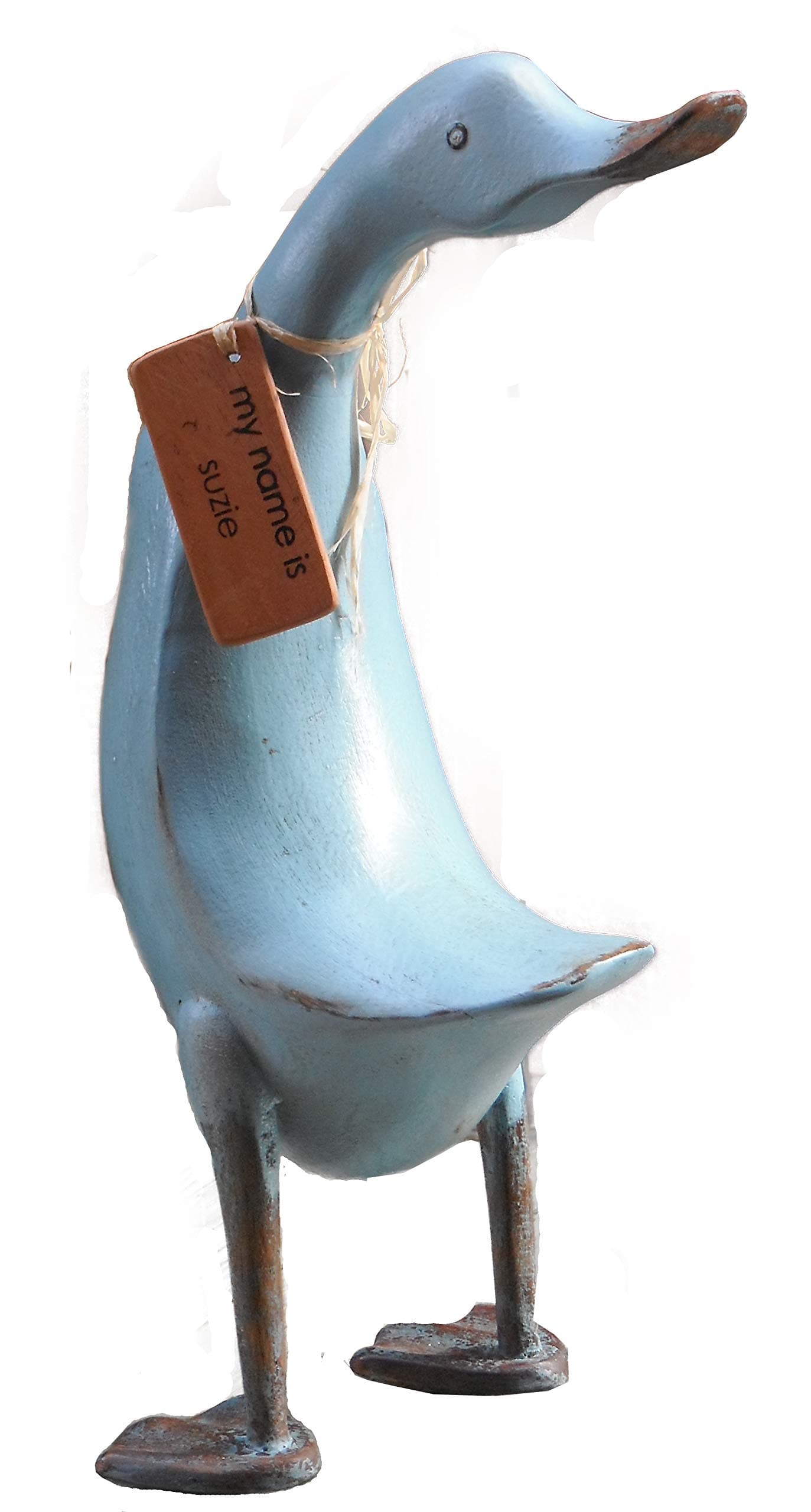 French Country Decor Wood Duck, Model Provence, 16 Inches Tall, Color Aqua