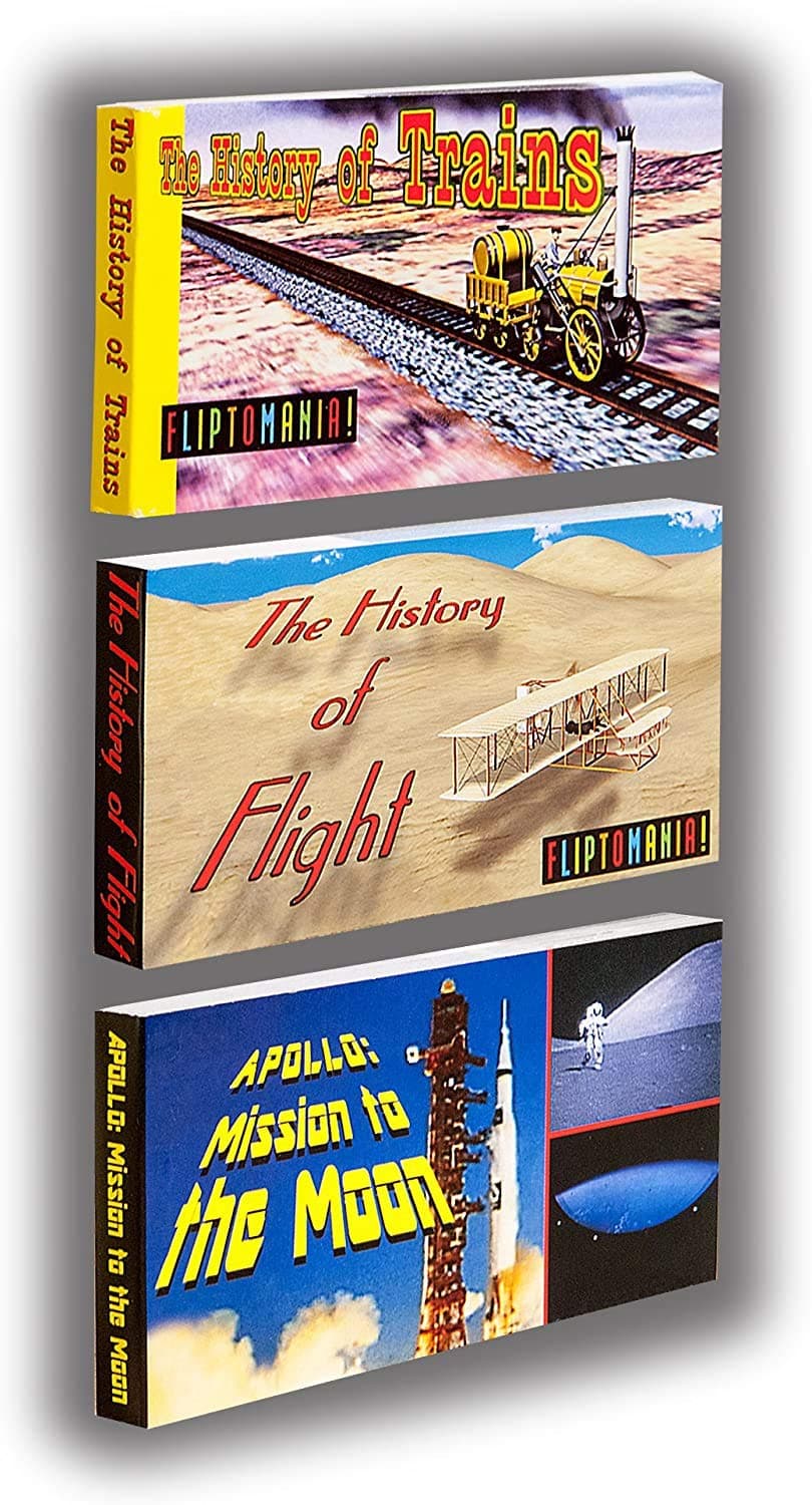 Fliptomania Planes, Trains, Rockets Flipbook 3 Pack