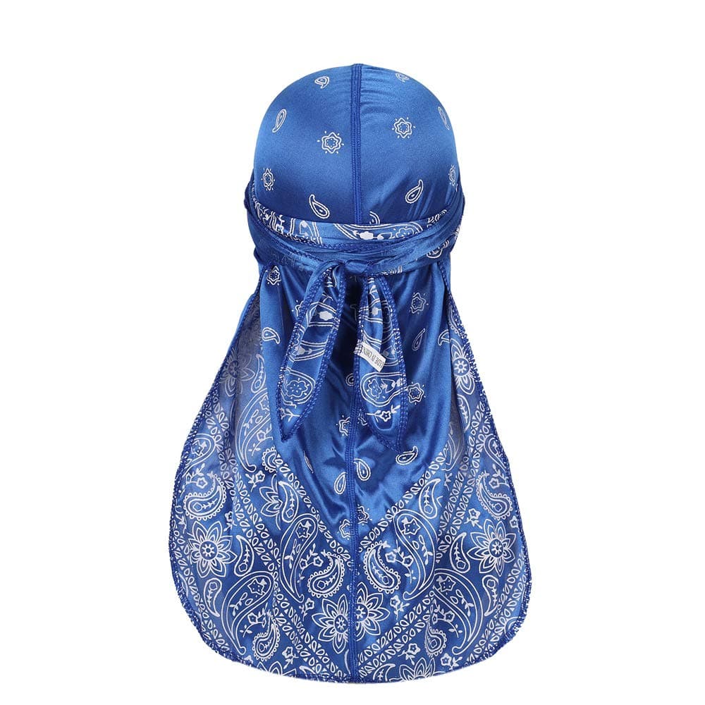Assorted Paisley Bandana Doo rag Cap Headwraps Men's Women's Silk Durag with Long Tail and Wide Straps for 360 Waves
