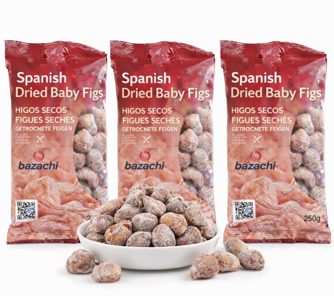 100% Natural Spanish Dried Figs Extra Quality With Rice Flour Gluten Free Zero Added Sugar Or Sweetner Vegan Frieldnly Dried Fruit Healthy Snack, 250g (Packaging may vary)