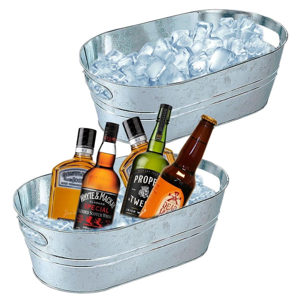 - 2 Pack Galvanized Tub Ice Bucket Large Metal Drink Buckets for Parties Beer Beverage Tub with Carry Handles for Champagne Cocktails Wine Cooling for Mimosa Bar Supplies 3 Gallon