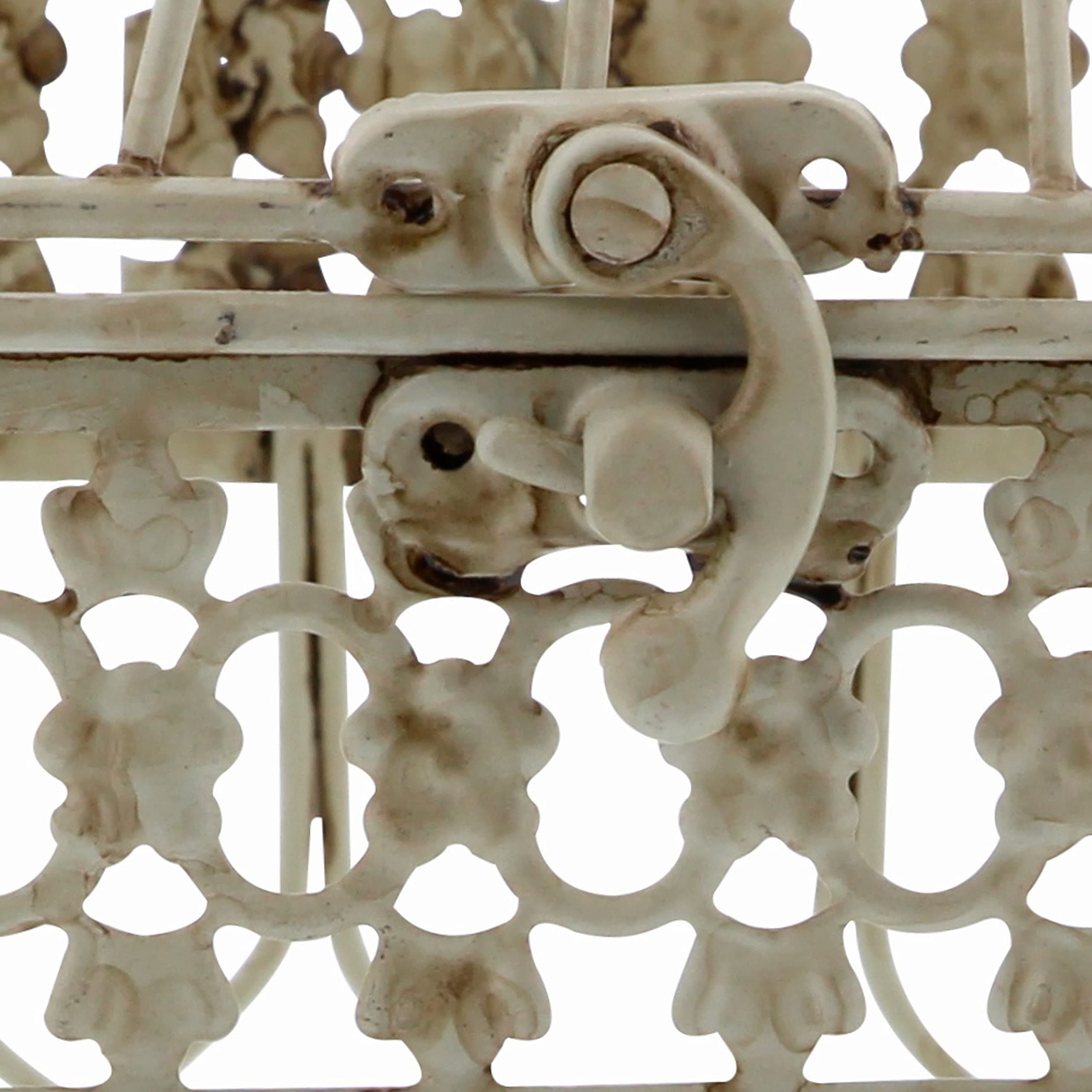 Deco 79 Metal Hexagon Birdcage with Latch Lock Closure and Hanging Hook, Set of 2 21", 18"H, Cream