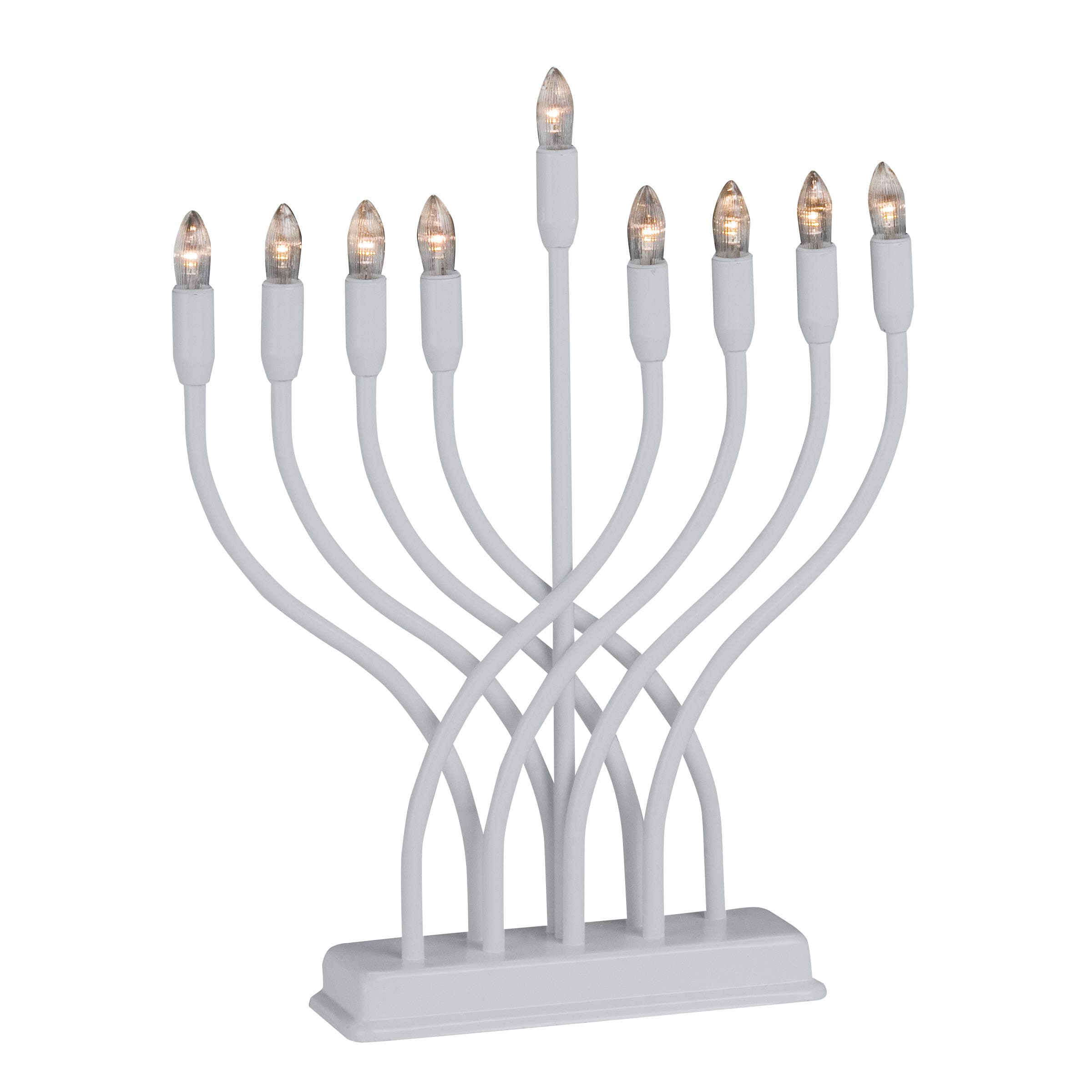 Designs Electric White Enamel Menorah Comes With A Set Of Clear Bulbs