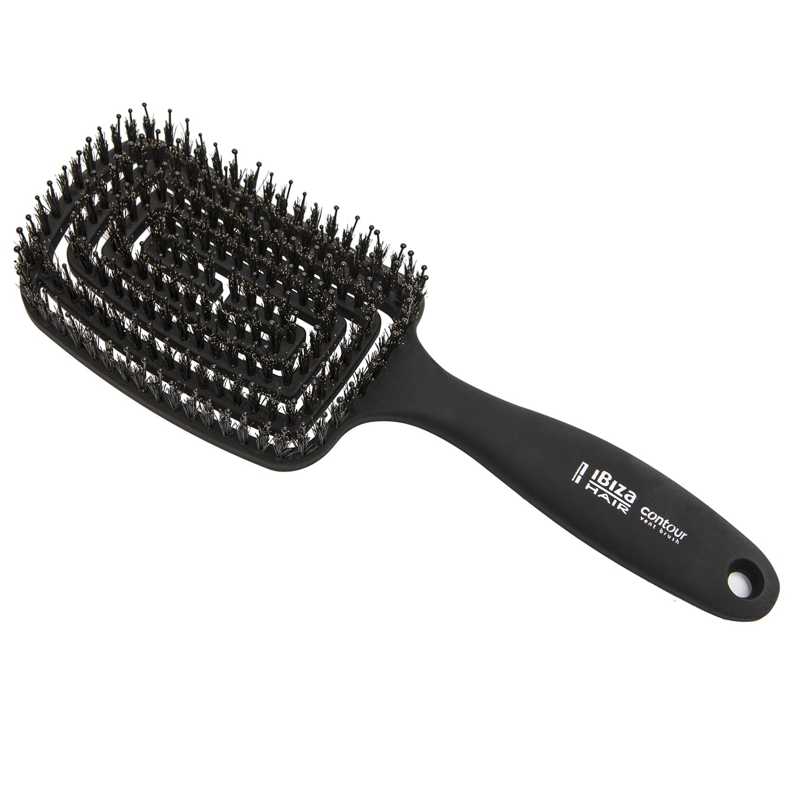 Ibiza Hair Contour Vent Detangling Brush with Boar/Nylon Ball Tip Bristles | Geometrical Design Contours to the Shape of the Head for Damage Free Detangling | Waterproof & Heat Resistant