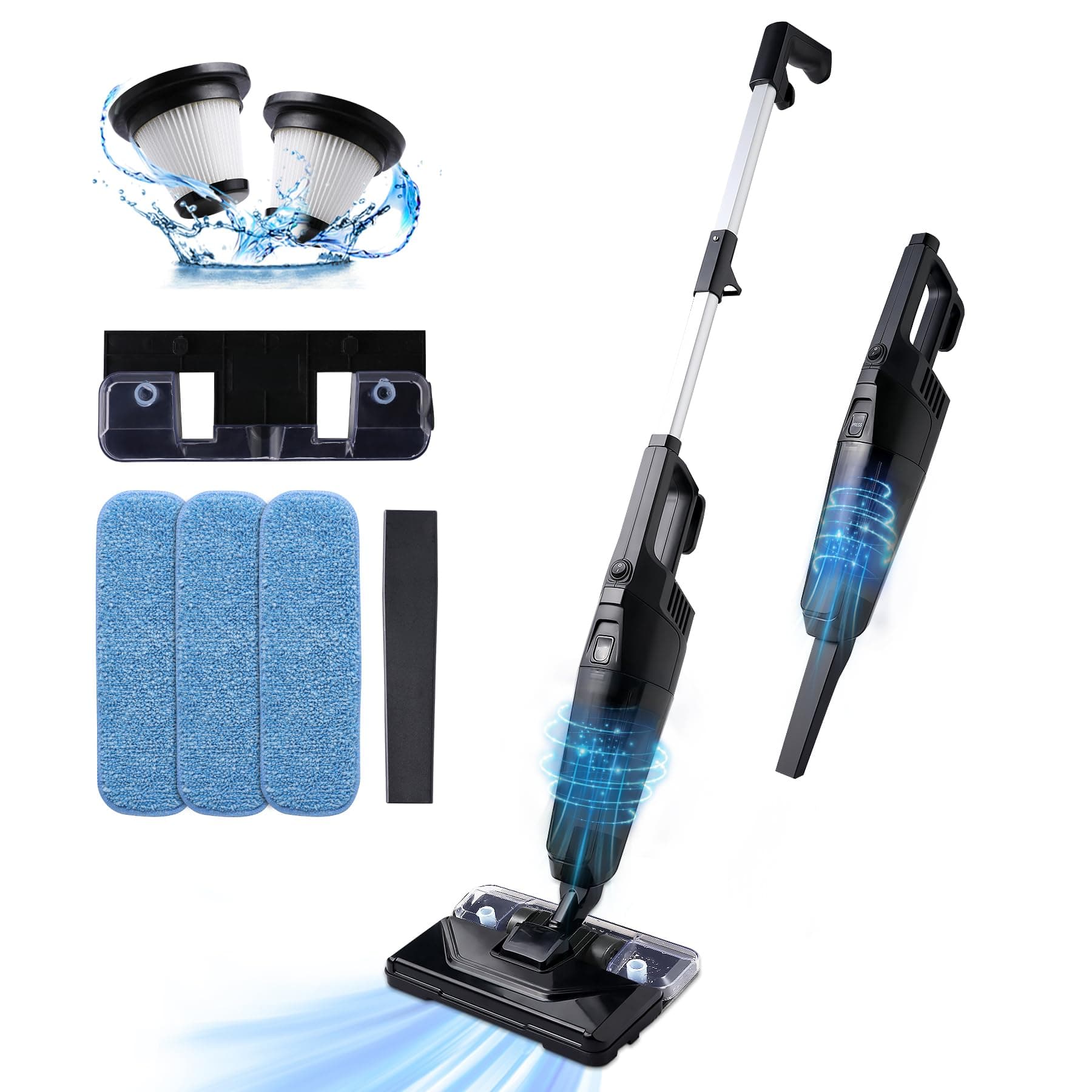 Stick Vacuum Cleaner with 3 Mop Pads Electirc Mop 600W 18kpa Powerful Suction Corded Upright Vacuum Lightweight Electric mop for Tile Hardwood Floor,Marble Cleaning