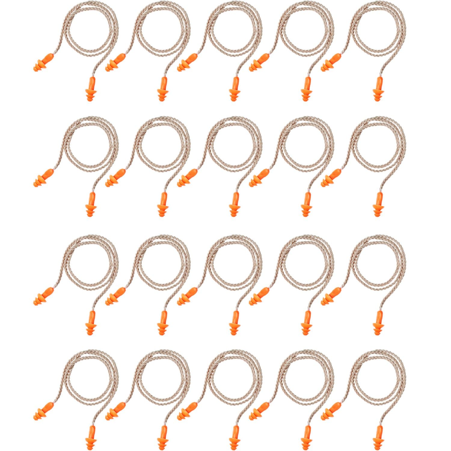 20 Pairs Corded Ear Plugs Reusable Silicone Earplugs Sleep Noise Cancelling for Hearing Protection (Brown)
