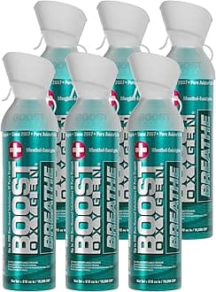 Large Breathe Menthol-Eucalyptus Aroma 10L Canister | Respiratory Support for Aerobic Recovery, Altitude, Performance & Health (6 Pack)