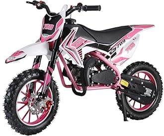 50CC Gas Powered Minibike for Kids and Adults,Kids Dirt Bike with 2-Stroke, Off Road Mini Motorcycle, Pocket Motorbike with Front Rear Disc Brakes (Green) Pink