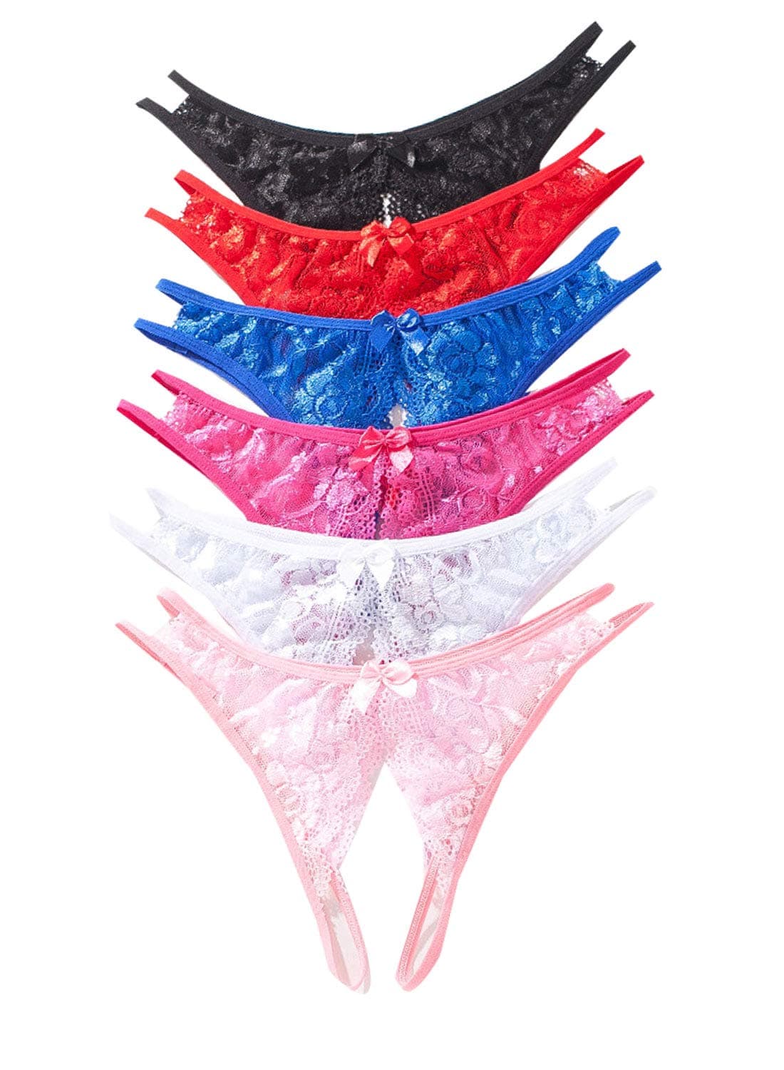 Justgoo Womens Lace G-String Thongs Panties Underwear Low Rise T-Back Underpants Pack of 1-5