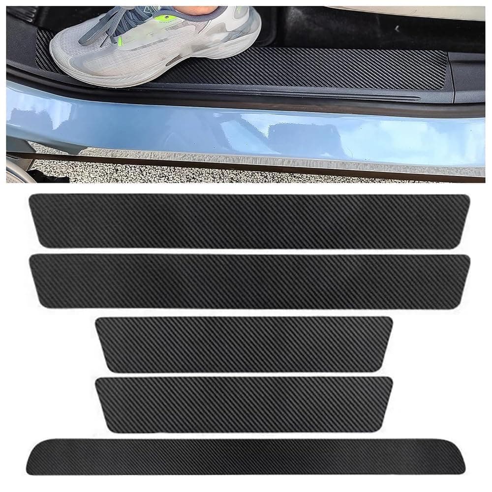 SUCADA 5 Pcs Car Sill Protector, for Dodge RAM 1500 2000-2023 Front Rear Sill Guard, Carbon Fiber Door Side Step Pedal Protector