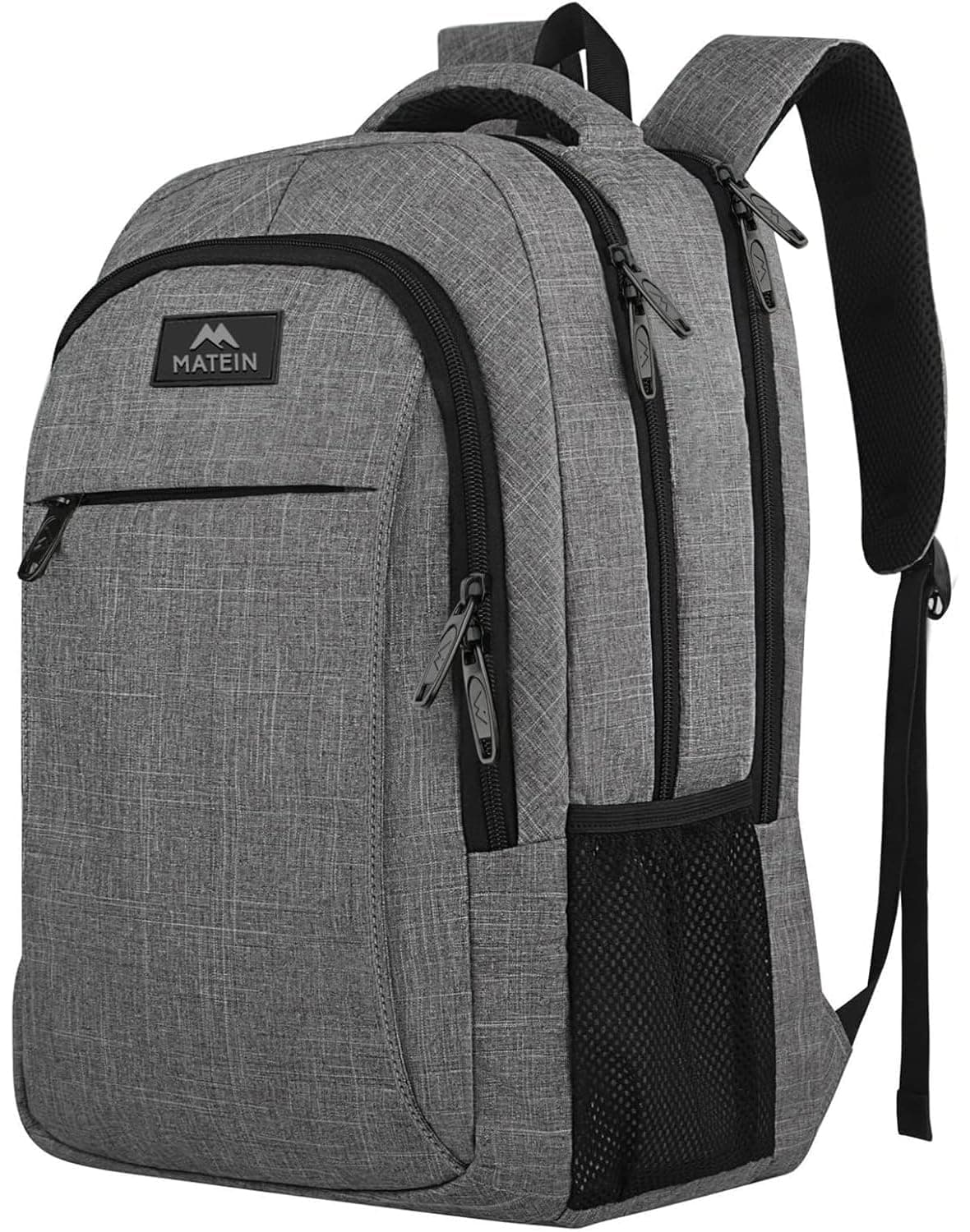 MATEIN Travel Laptop Backpack, Business Anti Theft Slim Sturdy Laptops Backpack with USB Charging Port, Water Resistant College School Computer Bag Gift for Men & Women Fits 15.6 Inch Notebook, Grey