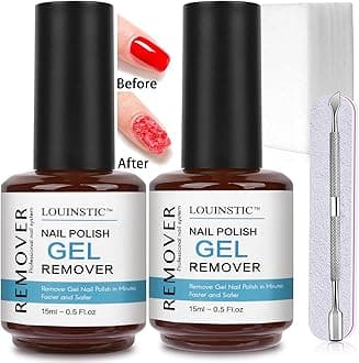 LOUINSTICGel Nail Polish Remover 2 Pack: Gel Polish Remover 3-5 Minutes Easy & Quick, Gel Remover for Nails Remove Gel Polish, 0.5 oz