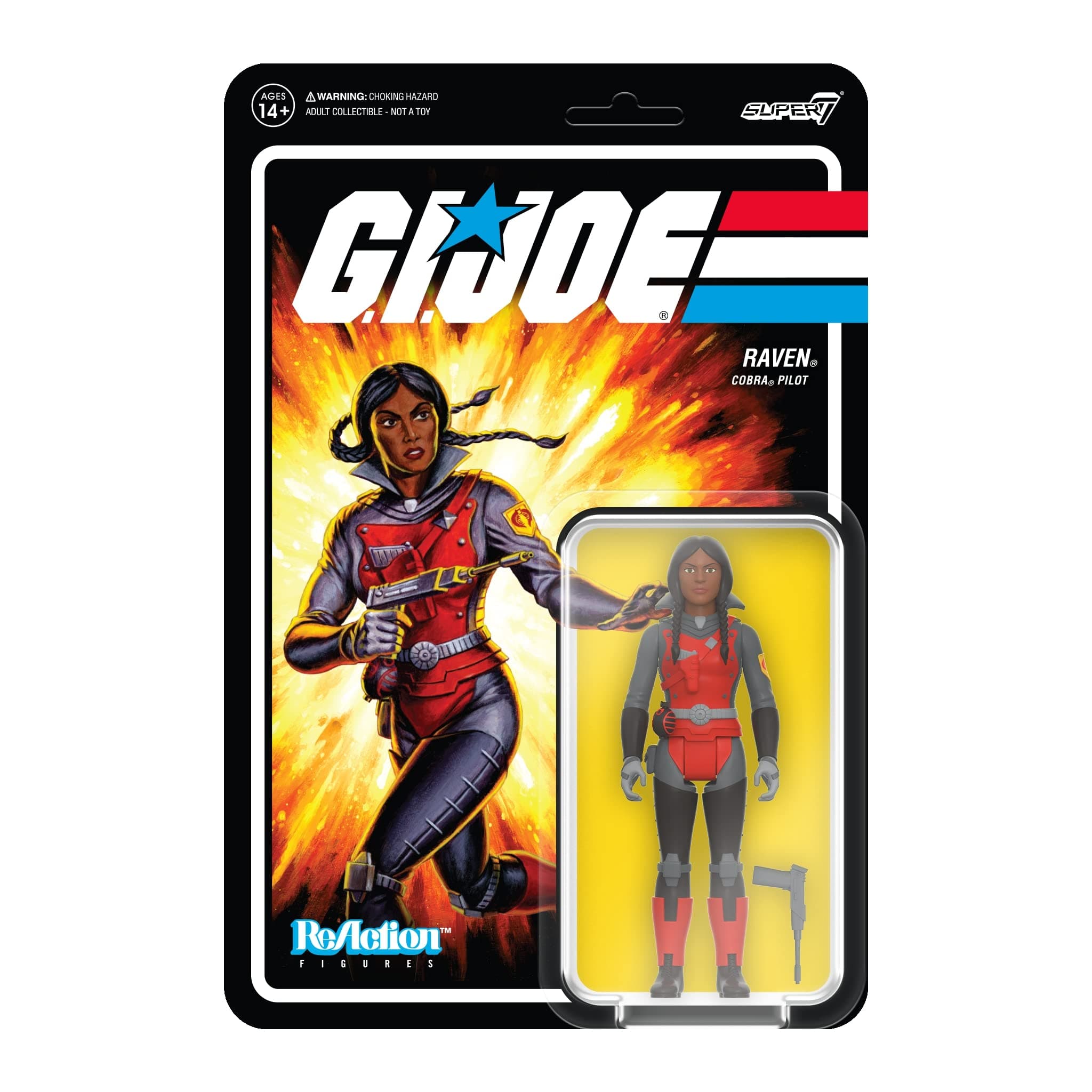 Super7 G.I. Joe Raven - 3.75" G.I. Joe Action Figure with Accessory Classic Cartoon Collectibles and Retro Toys