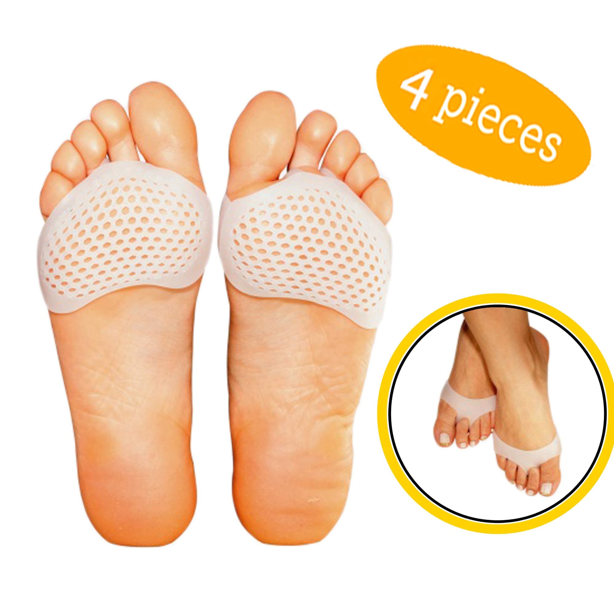 [Improved] Breathable Metatarsal Foot Pads-Ball of Foot Cushions, Forefoot Blister Prevention, Callus Prevention, Foot Support and Foot Pain Relief, 4 Pieces Pedi Soother Solutions Ventilated Gel Pads