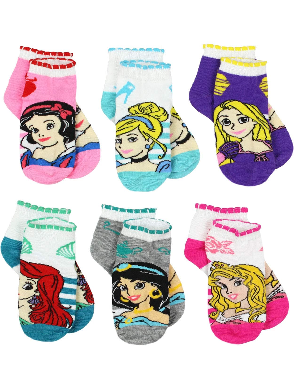 Princess Girls 6 pack Socks Set