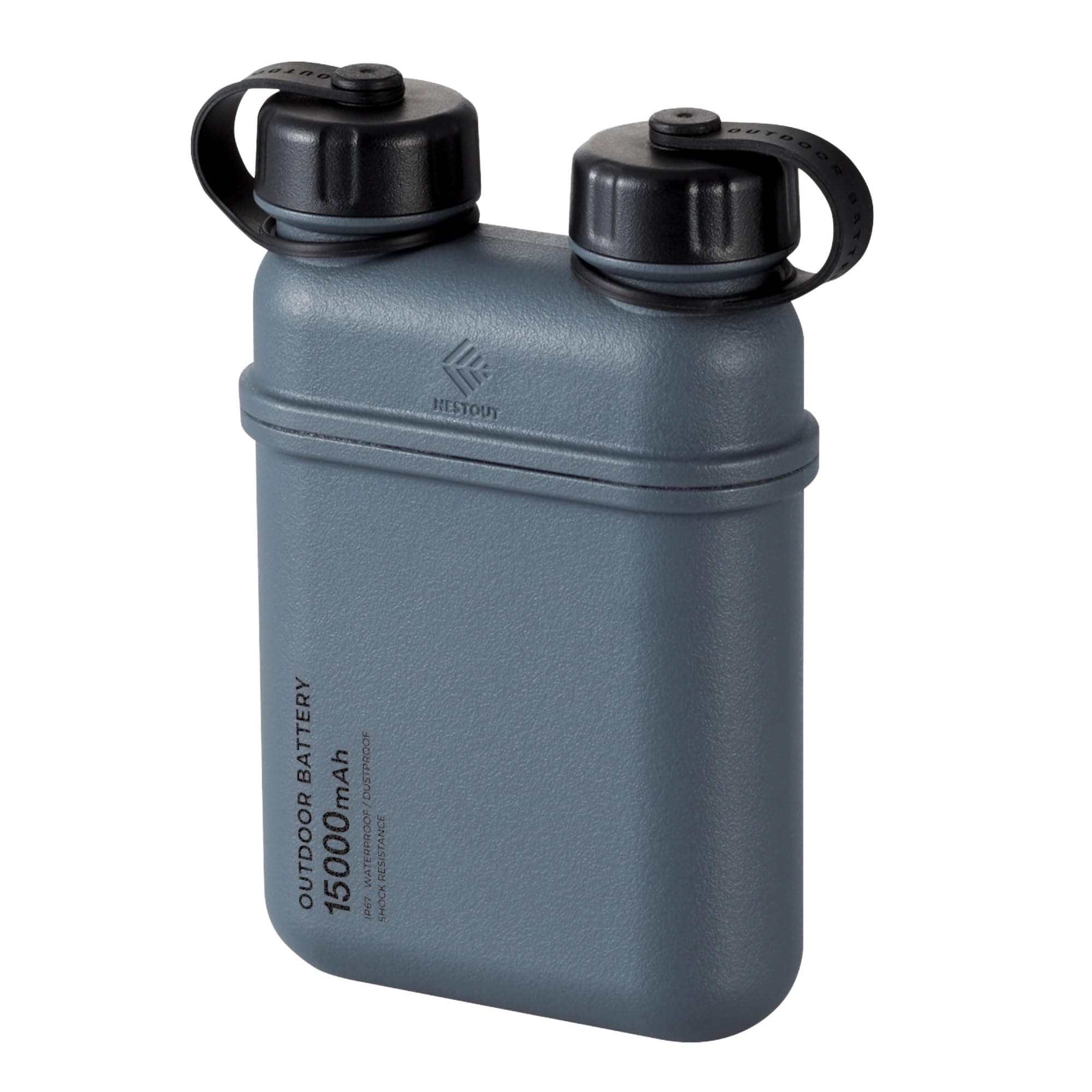 ELECOM NESTOUT Portable Charger, 15000mAh Outdoor Battery Power Bank, 32W USB-C Fast Charging PD, Waterproof IP67, Durable Shockproof, Battery Pack for Smartphone Tablet Hiking Travel Camping - Gray