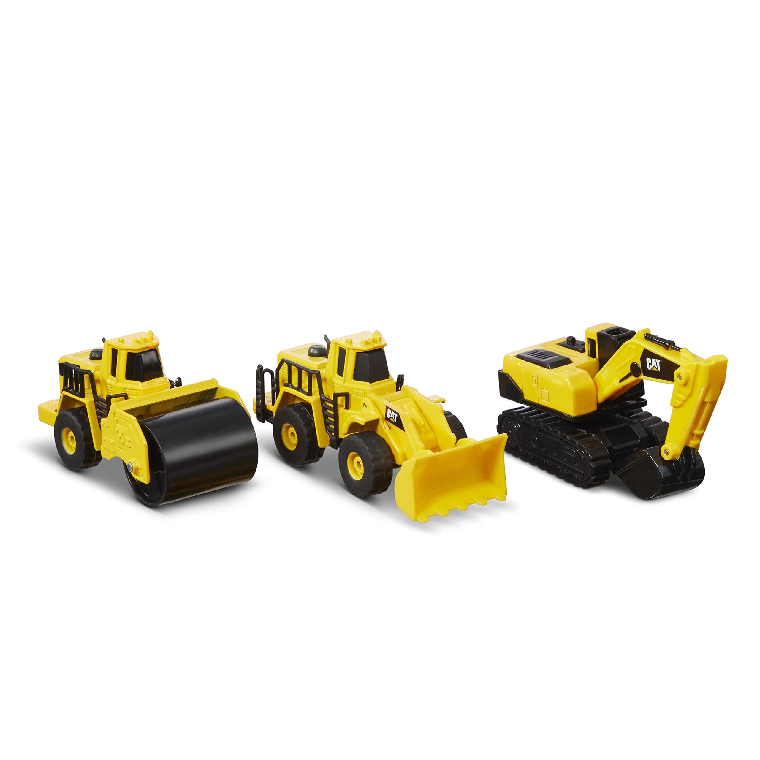 Caterpillar CAT Funrise Die Cast Metal Wheel Loader, Excavator and Steam Roller, Yellow, Set of 3, 82274
