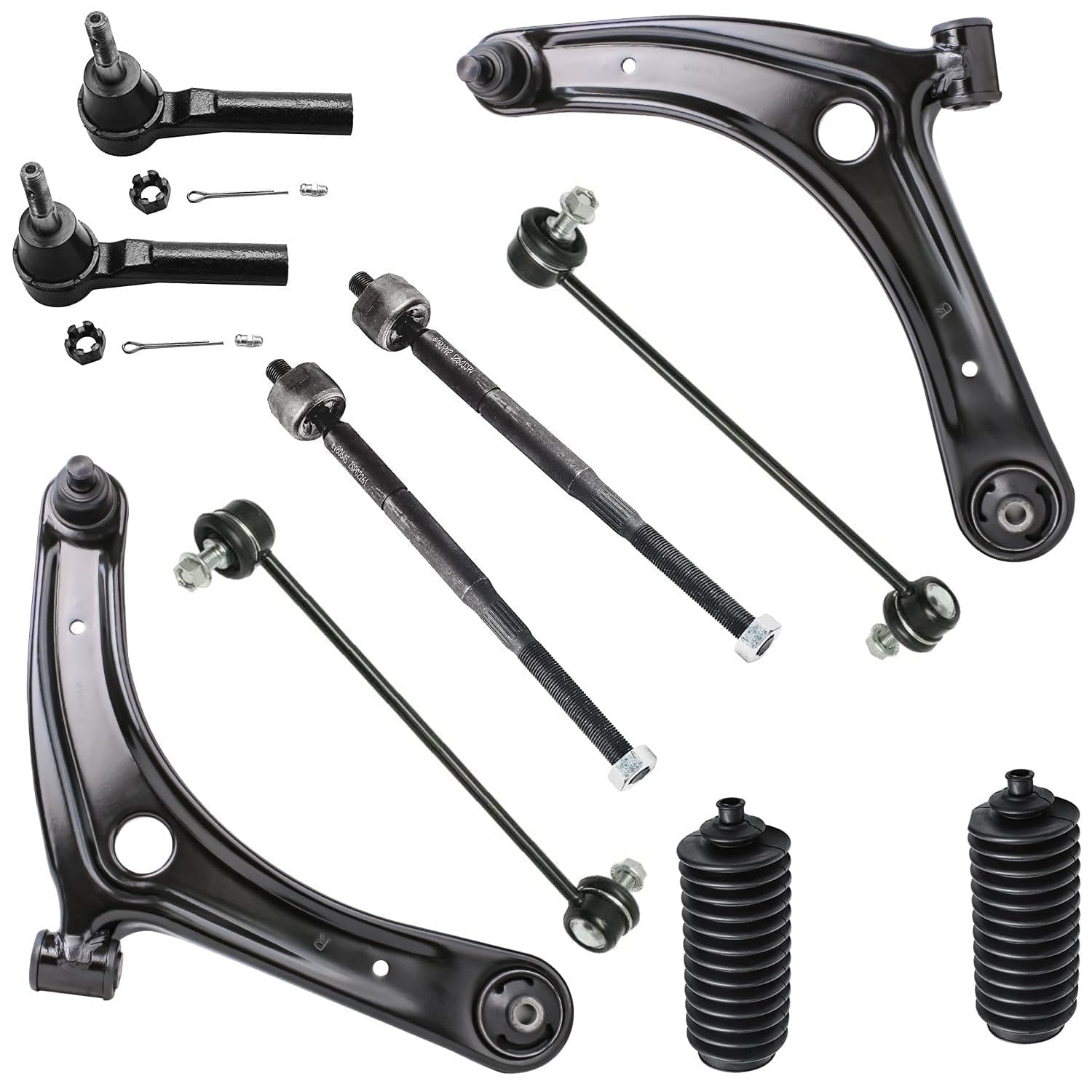 Detroit Axle - Front Lower Control Arm with Ball Joint + Sway Bar Tie Rod Replacement for Dodge Caliber Jeep Compass Patriot - Set of 10