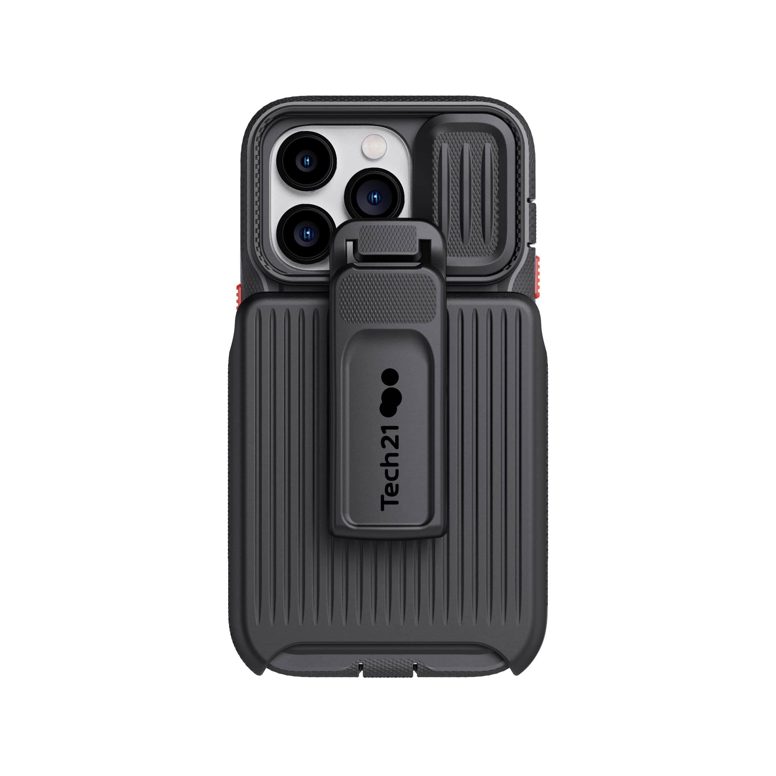 Tech21 iPhone 14 Pro Evo Max Compatible with MagSafe – Durable, Shock-Absorbing and Rugged Phone Case with Holster and 20ft FlexShock Multi-Drop Protection, Black