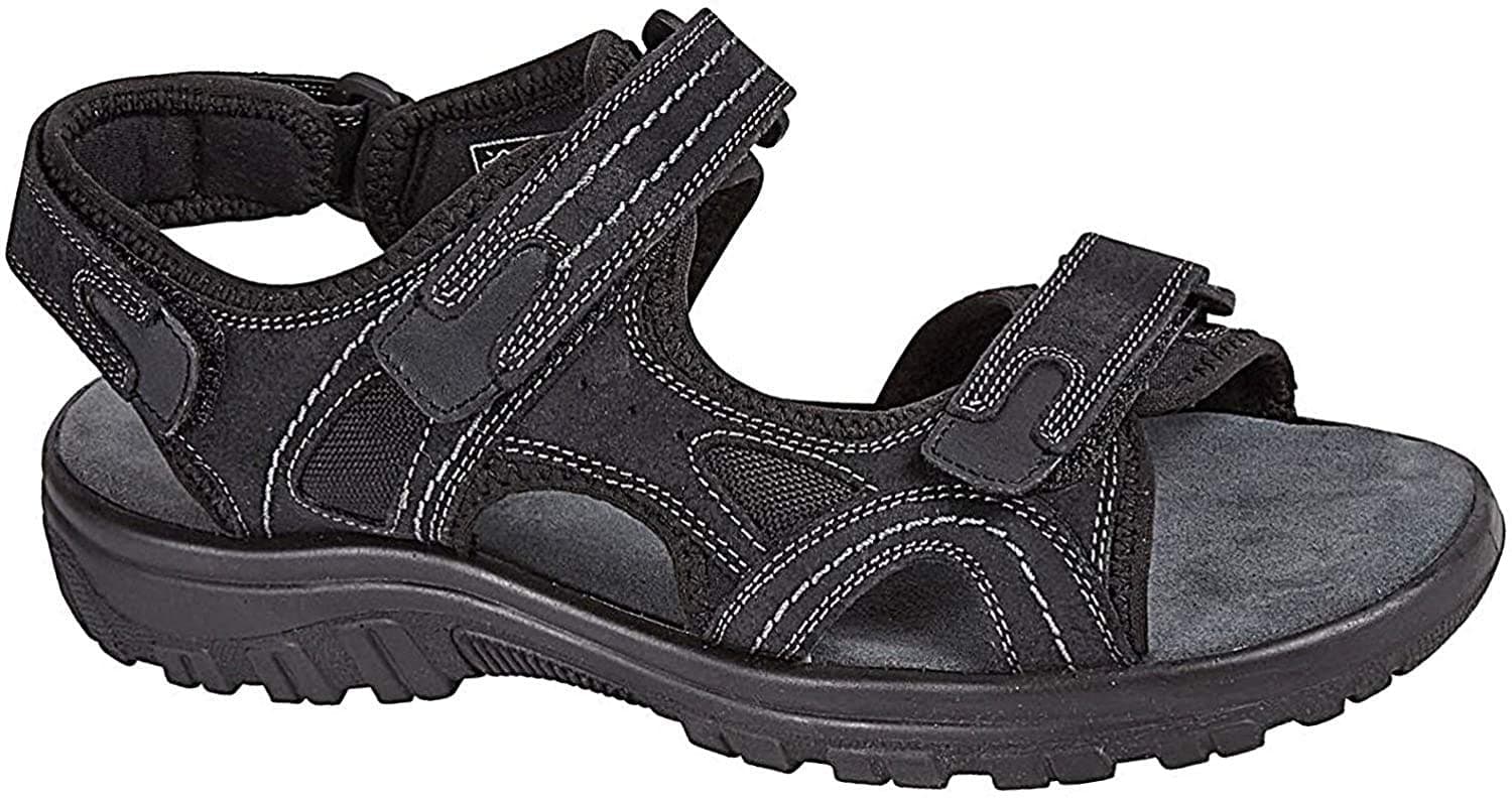 Bio Comfort Mens Real Leather Adjustable Touch Fasten Comfort Gladiator Summer Sandals Shoes ,Black, 11 UK
