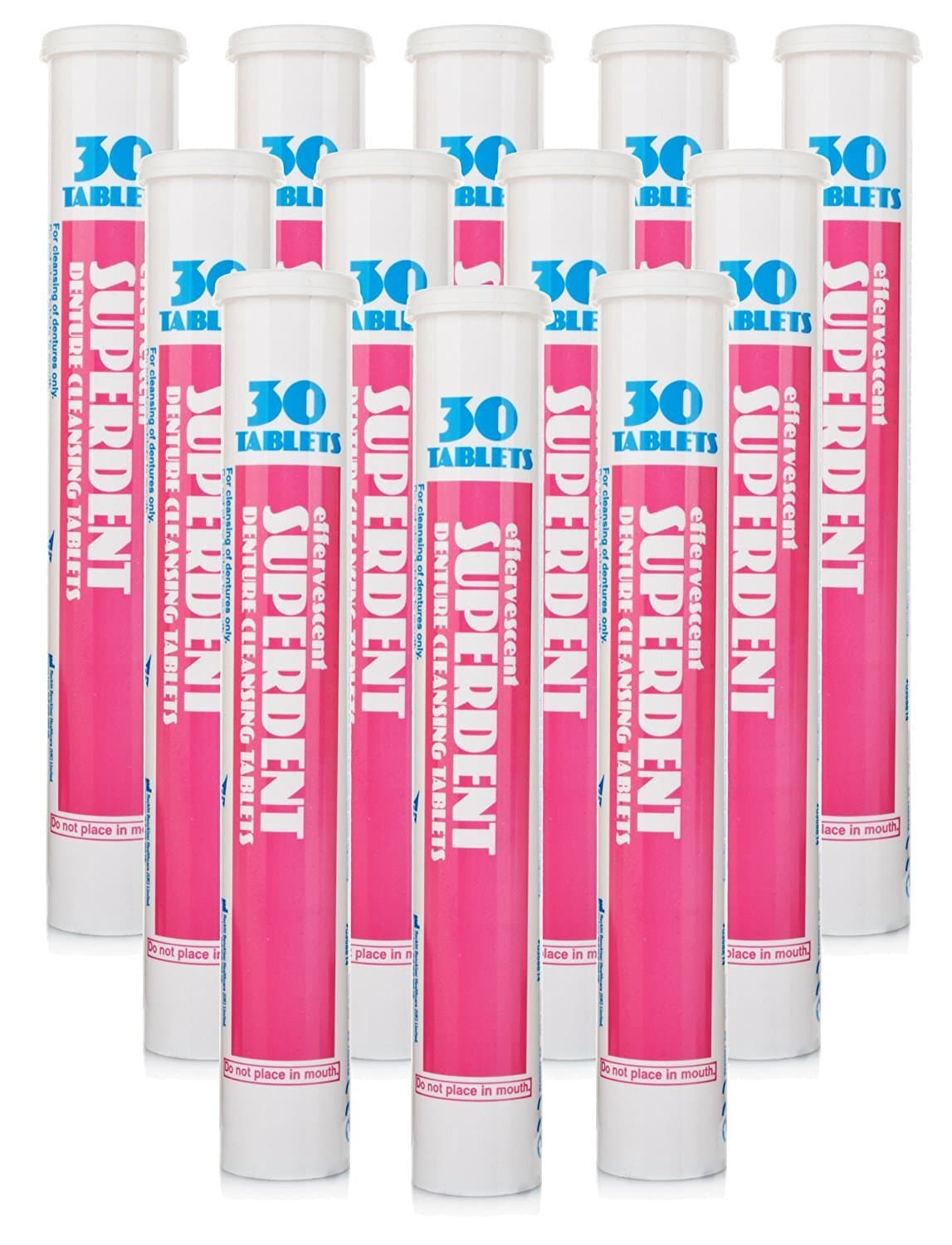 12X SUPERDENT Denture Cleansing Tablets 30 False Teeth - 360 EFFERVESCENT Tablets