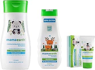 Mamaearth Milky Soft Natural Baby Face Cream for Babies 60mL & dusting Powder with Organic Oatmeal & Arrowroot Powder 150g & Daily Moisturizing Lotion, 200ml