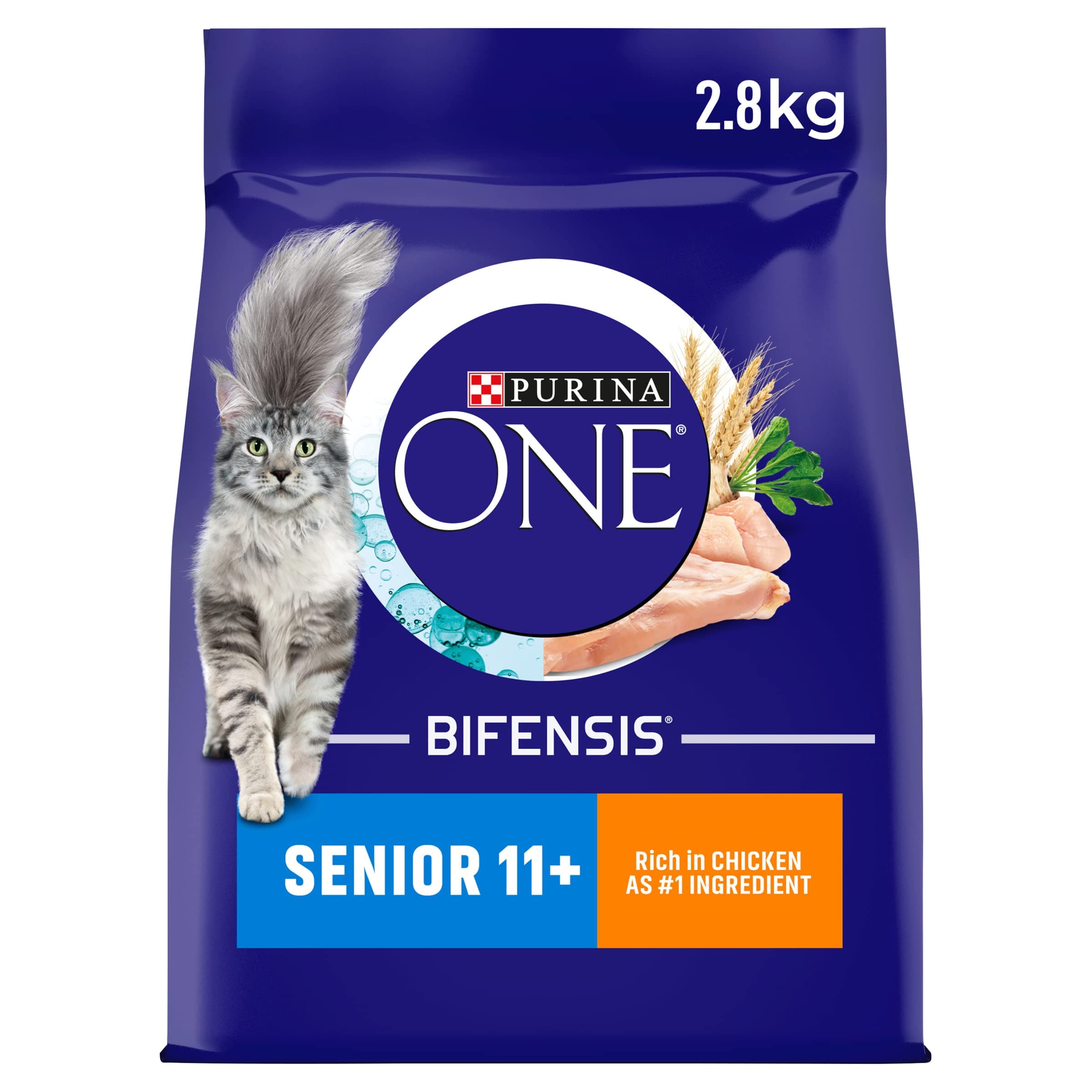 PURINA ONE Senior 11+ Chicken Dry Cat Food 2.8kg (Pack of 4)