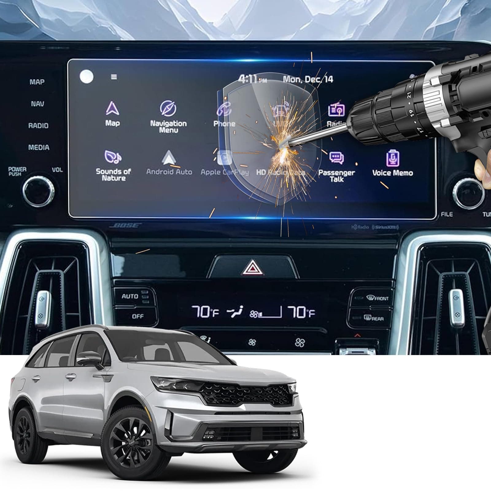 YEE PIN Kia Sorento 2022 2023 Screen Protector for 2022 2023 Kia Sorento MQ4 2021 10.25In Navigation Display Compatible with 2022 2023 2024 Kia Forte GT Line 10.25In Screen Protector 2022 2023 2024