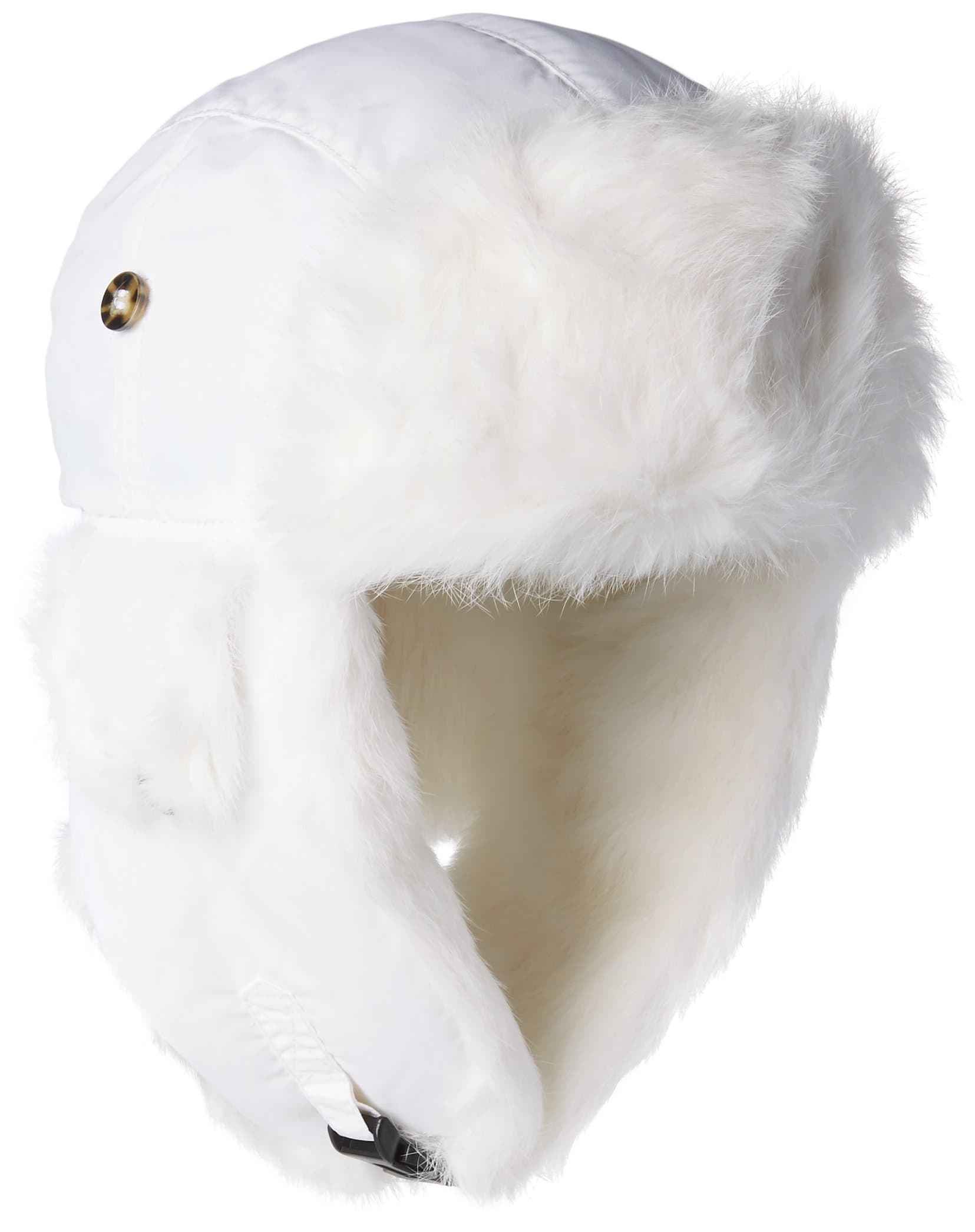 Mad Bomber Original White Pilot Aviator Hat Real Rabbit Fur Trapper Hunting Cap, XX-Large