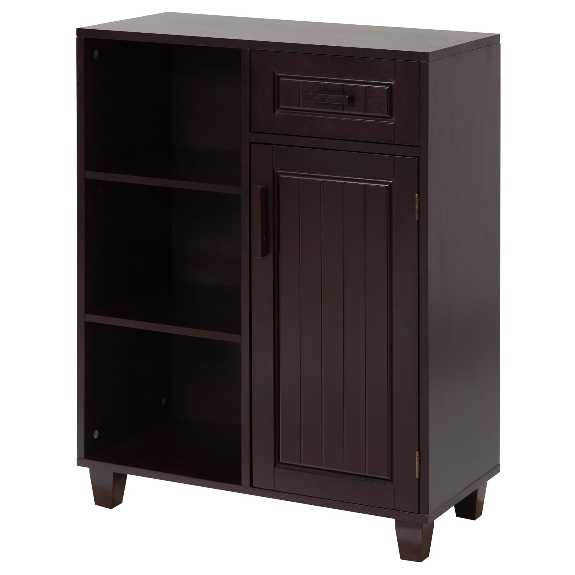 Metro Shop Covington Dark Birch Floor Cabinet-Covington Floor Cabinet with 1 Door,1 Drawer and 3 open shelves