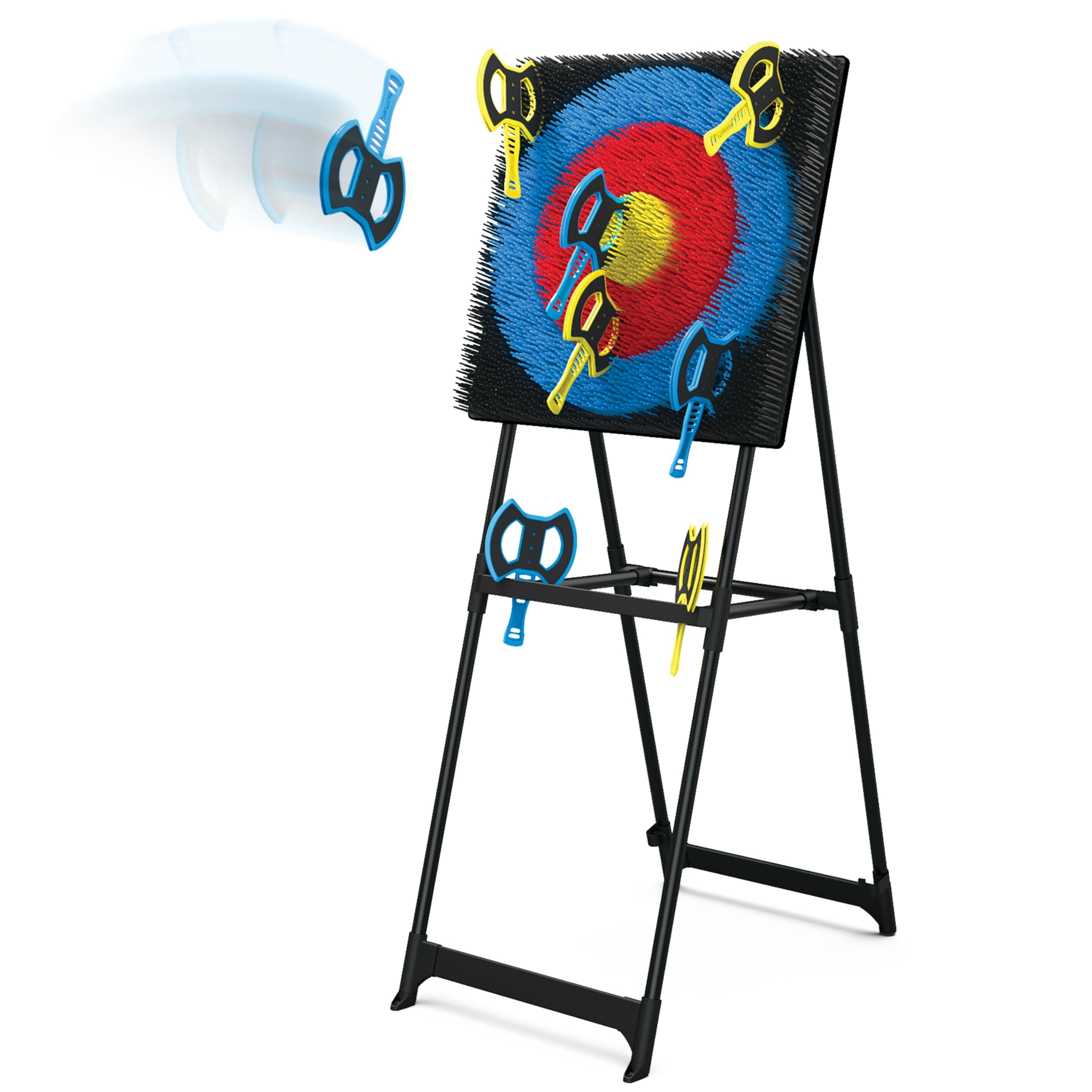 EastPoint Sports Axe Throwing Target Game - 5ft Tall Sturdy Steel Frame - Includes 8 Throwing Axes