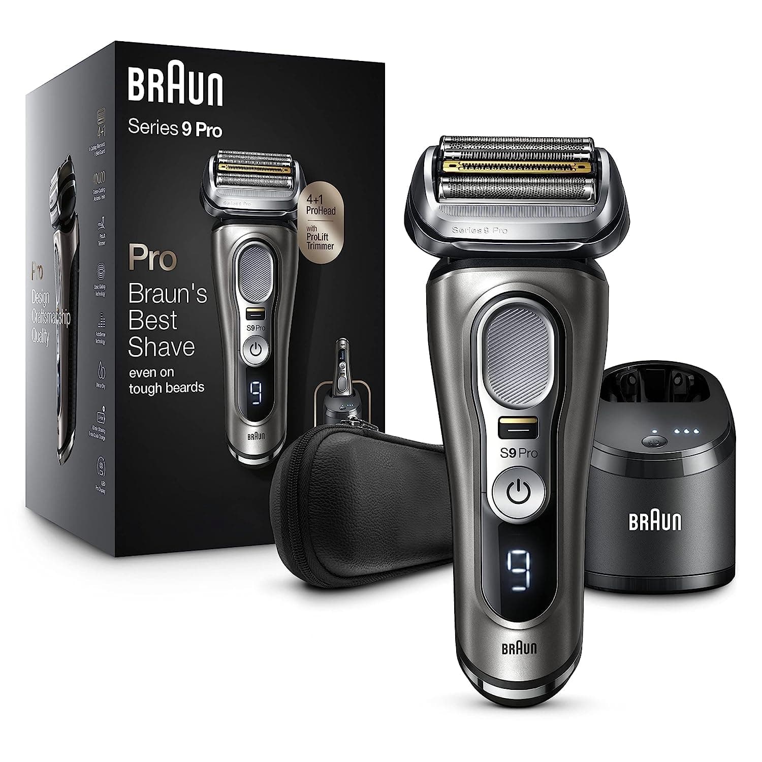 Electric Razor for Men, Series 9 Pro 9465cc Wet & Dry Electric Foil Shaver with ProLift Beard Trimmer, Cleaning & Charging SmartCare Center, Head Shavers for Bald Men, Noble Metal
