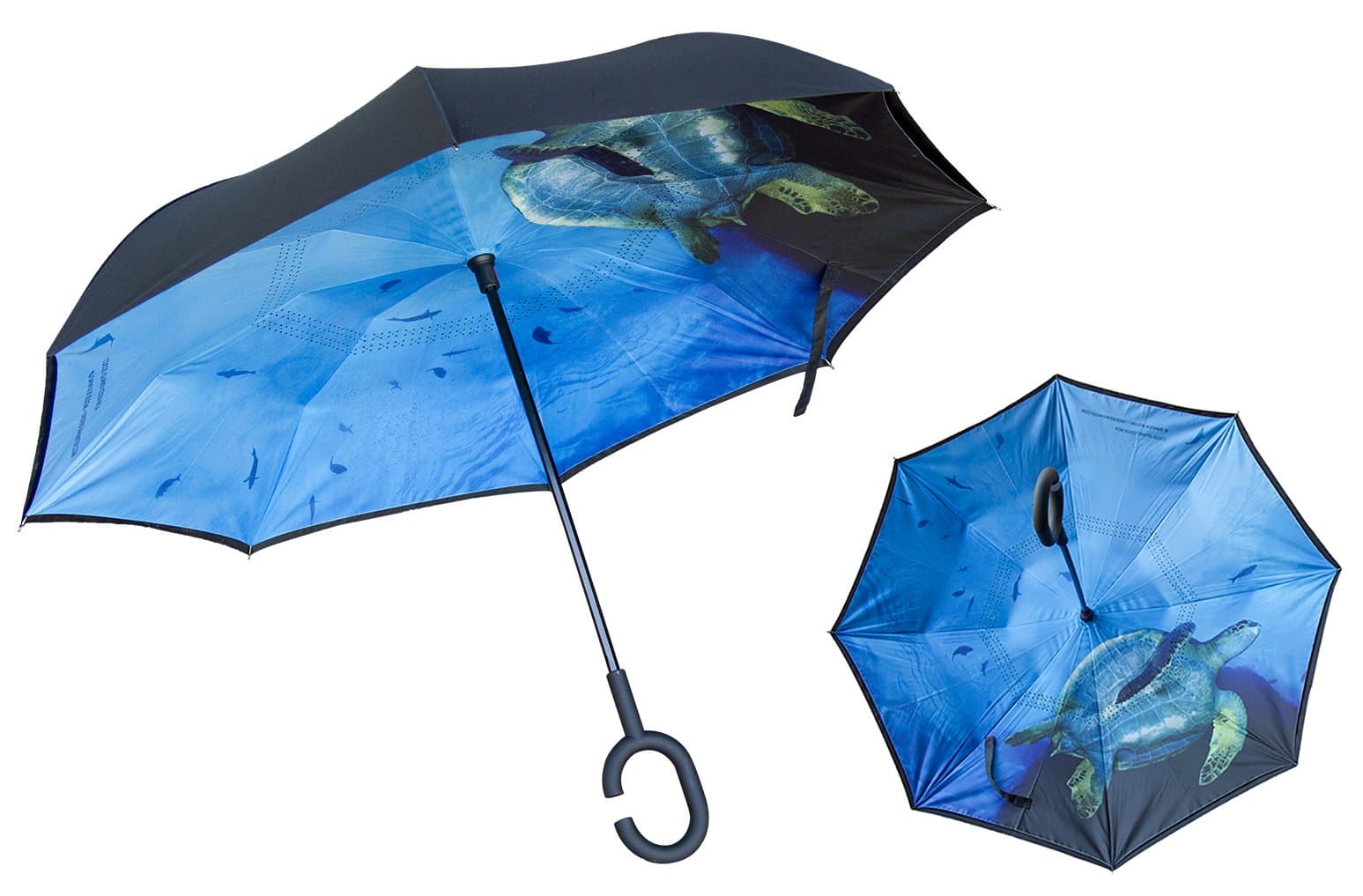 Teo4Life Sale - Unique Double Layer Inverted Umbrella (Costa Rica Cocos Island Collection) with C Shape Handle - Inside Out Reverse Folding, UV Protection and Windproof - with Carrying Bag.