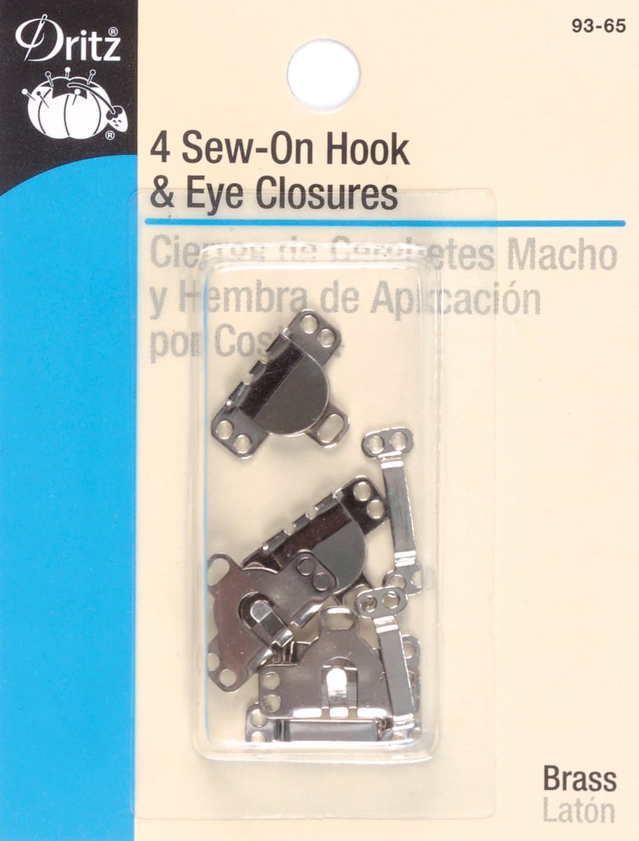 Dritz Sew-On Skirt Hook & Eye Closures 4/Pkg, Nickel
