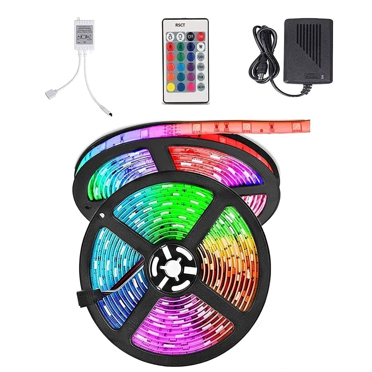 Parika LED Strip Light Waterproof LED Strip with Bright RGB Color Changing Light Strip with 24 Keys IR Remote Controller and Supply for Home Decore (Multicolor)