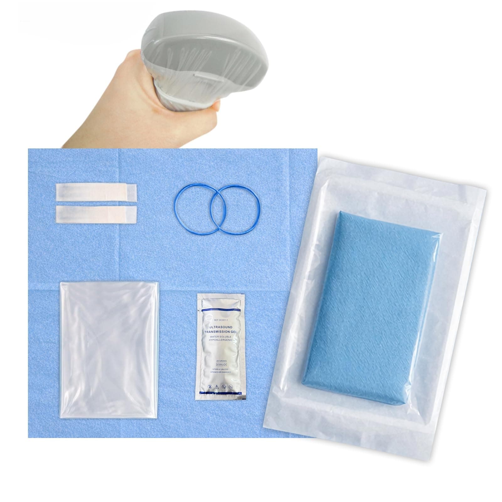 Ultrasound Probe Cover, Transducer Disposable Clear Latex-Free Sterile Protector, Packaging Individual, 50 Pcs (6" x 12")