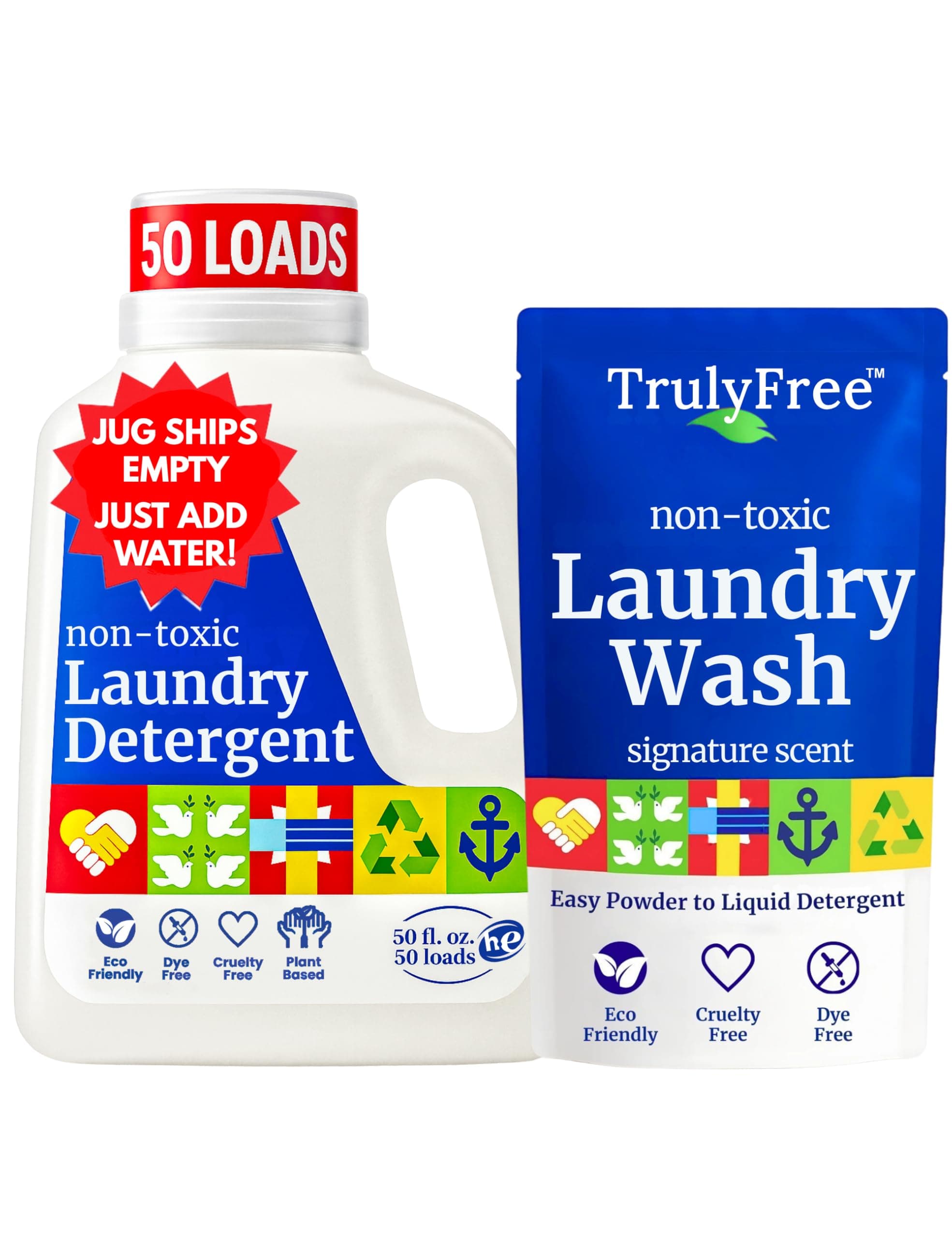 Laundry Detergent for Sensitive Skin | Gentle & Safe for Baby Clothes | Plant-Based | Easy to Dissolve to Create a Liquid| Include 1 Refillable Bottle| Signature Scent (50 Loads)