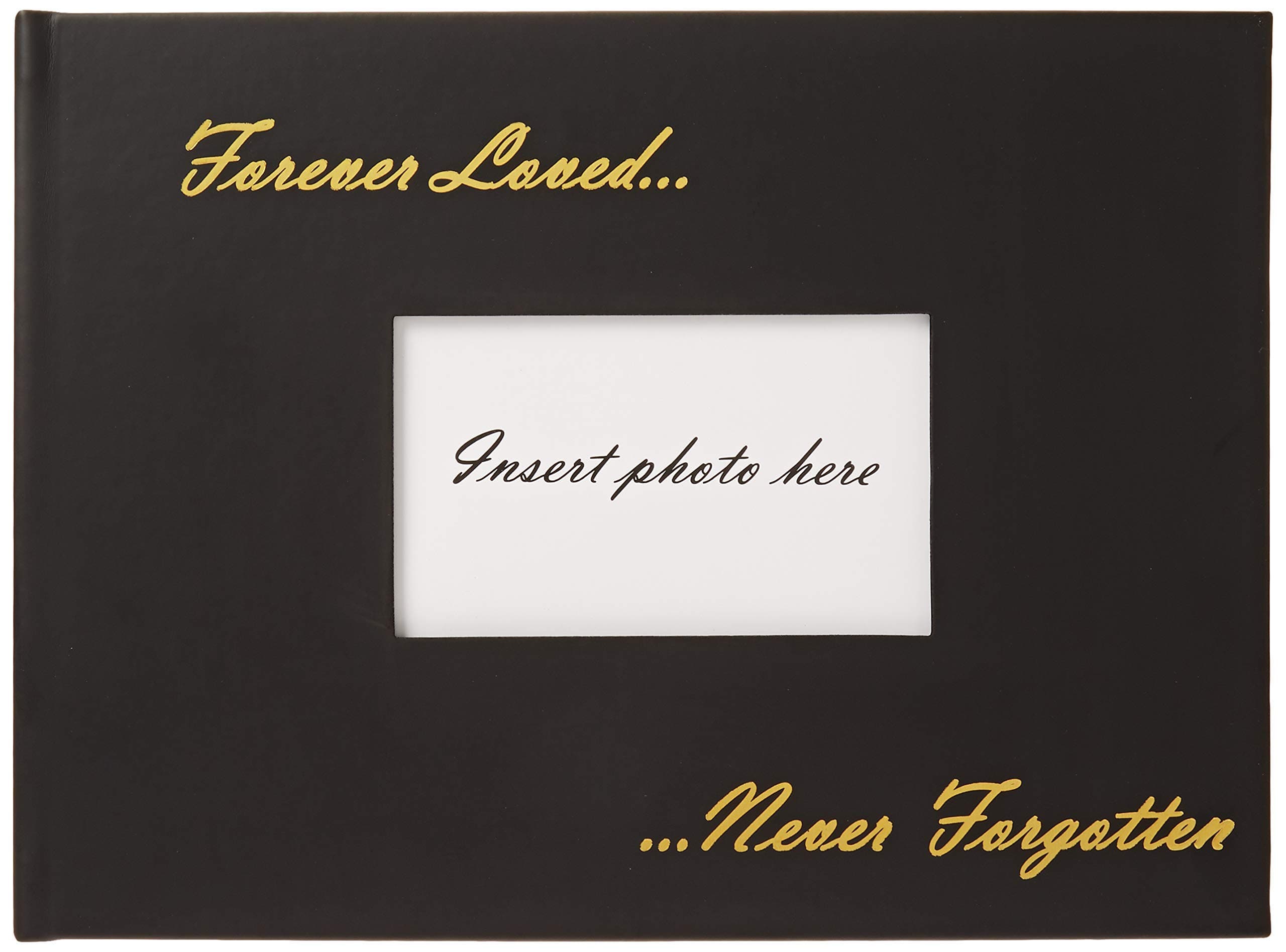 Funeral Guest Books for Memorial, in Loving Memory or Celebration of Life Service, Large Leather Hardcover Remembrance or Condolence Guest Registry Book, 96 Pages (Black Leather Funeral Guest Book)