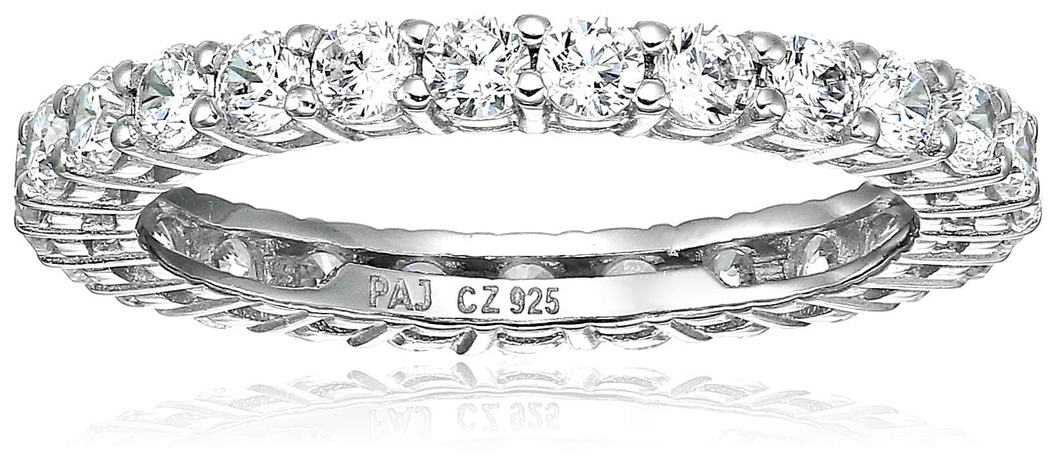 Eternity Band Cubic Zirconia Demi Fine Stacking Ring in Sterling Silver