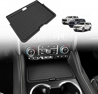 Muslogy Front Center Console Organizer Compatible with 2021-2023 2024 GMC Yukon & Chevy Tahoe Suburban Hidden Panel Secret Pocket Lid Removable Cover with USB Hole (Not for Yukon Denali/Ultimate)