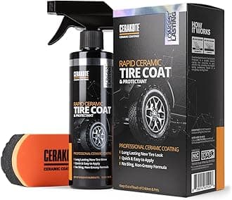 Rapid Ceramic Tire Coat – Showroom New Tire Shine – Deep Tire Black Finish – Lasts Up to 10x Longer – No Sling, Non-Greasy Ceramic Tire Coating for Car, Truck & SUV – Easy Application (10oz)