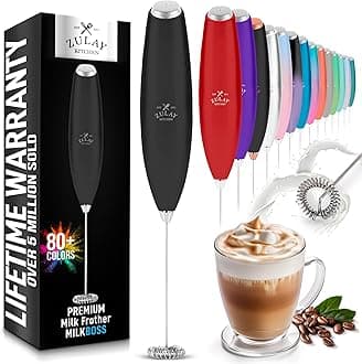 Powerful Milk Frother Wand - Ultra Fast Handheld Drink Mixer - Electric Whisk Foam Maker for Coffee, Lattes, Cappuccino, Matcha & Coffee Creamer - Black, Batteries Not Included