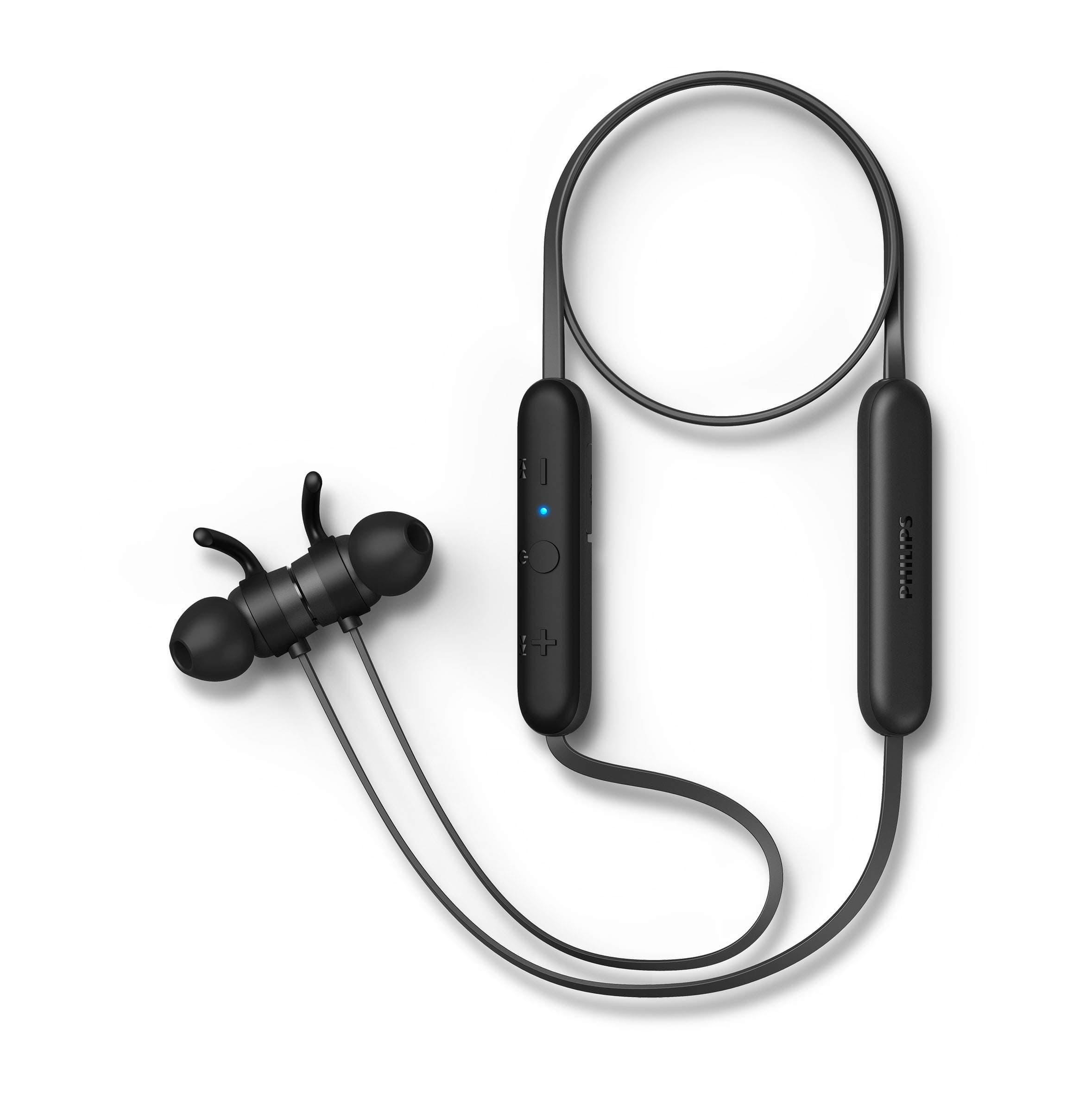 Philips AudioBluetooth In-Ear Headphones E1205BK/00 With Microphone (In-Line Remote Control, Echo Reduction, 7 Hours’ Playback Time, IPX4 Splash Resistant, Magnetic Earbuds) Black