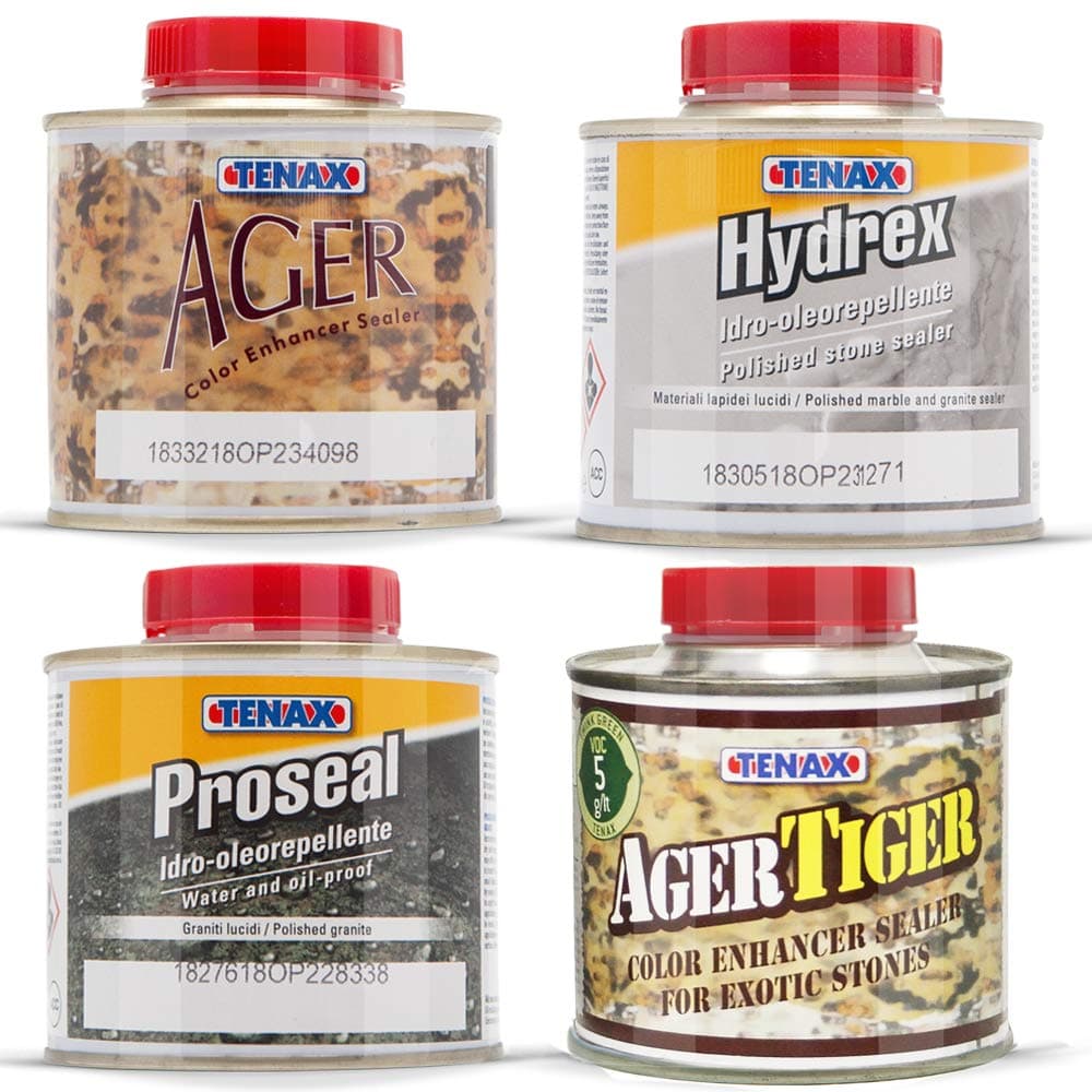 TenaxGranite Sealer, Marble Sealer, Stone Sealer, Granite Color Enhancer - Variety 4 Piece Sample Set