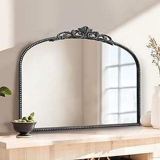 Black Vintage Wall Mirror: 24"x 32" French Baroque Antique Arched Wall Mounted Mirror - Traditional Ornate Decorative Entryway Mirror for Home Decor/Entryway/Fireplace/Living Room/Hallway