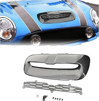 Kojem Mini Cooper Hood Scoop Compatible with 2007-2013 Mini Cooper S R55 R56 R57 R58 R59 Air Intake Vent Carbon Fiber Printing
