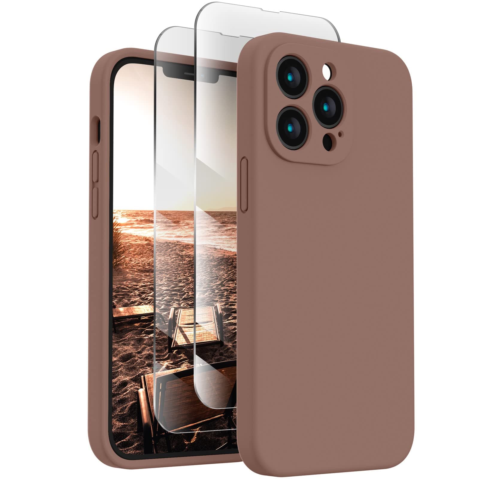 - FireNova Designed for iPhone 13 Pro Max Case, Silicone [Camera Protection] Phone Case, Soft Anti-Scratch Microfiber Lining Inside, 6.7 inch, Light Brown