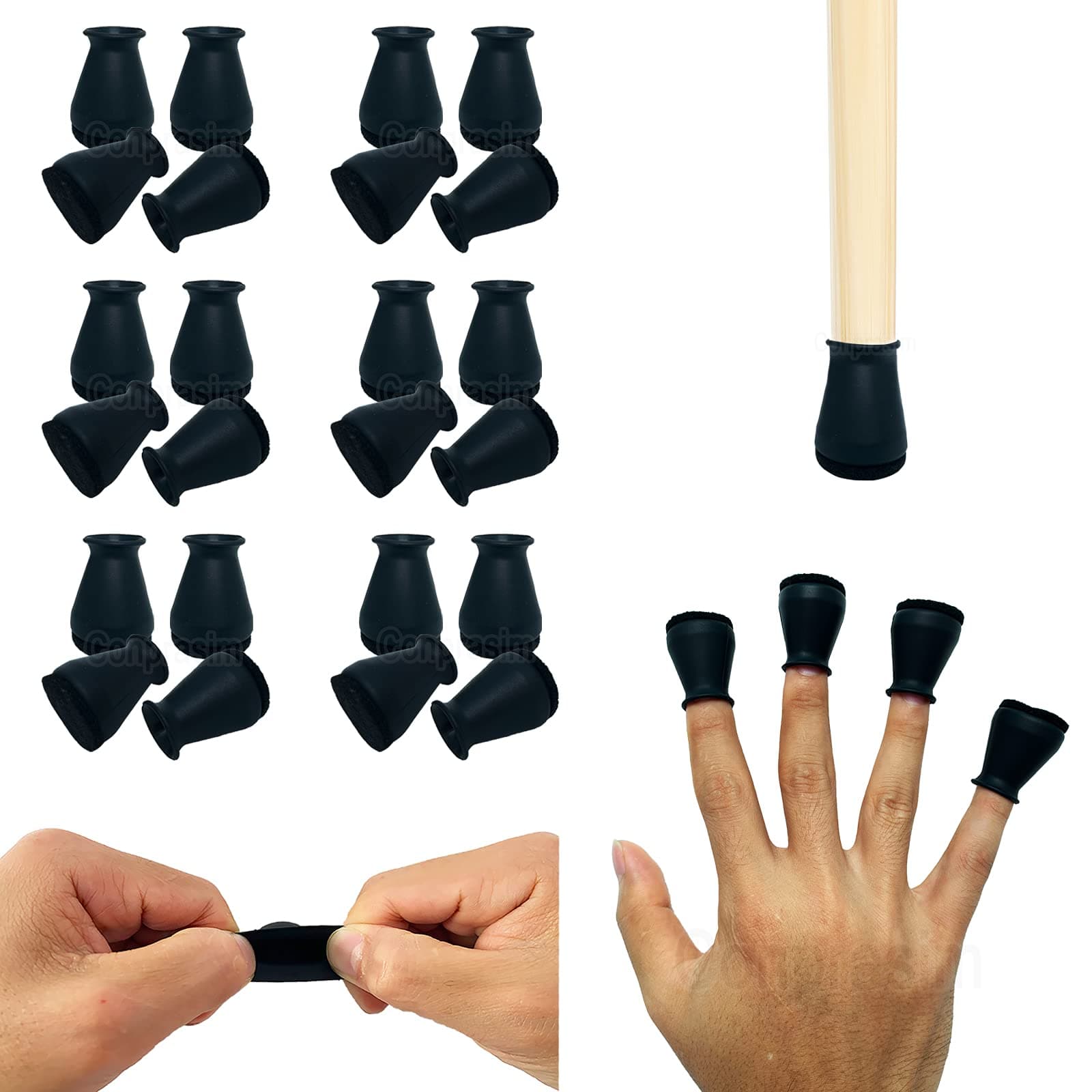 Extra Small Silicone Chair Leg Floor Protectors with Felt, FIT 19/32” to 15/16” Glide Chair Leg Caps Silicon Furniture Leg Feet Cover Bottom Slide Protect Hardwood Floors No Scratches No Noise 24 Pack